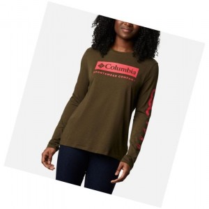 Bluza Columbia Autumn Trek Long Sleeve Relaxed Damskie Oliwkowe | 23XKAZPBE