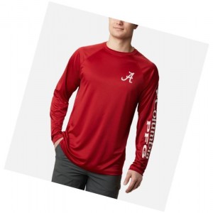 Bluza Columbia Collegiate PFG Terminal Tackle Long Sleeve - Alabama Męskie Czerwone Białe | 93NRZVMBW