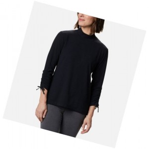 Bluza Columbia Firwood Ribbed Knit Three-Quarter Sleeve Damskie Czarne | 40NRGJSIK