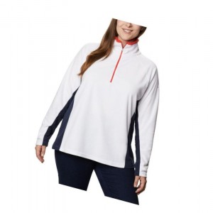 Bluza Columbia Glacial IV 1/2 Zip Plus Size Damskie Białe Granatowe | 97QIMPVKW