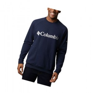 Bluza Columbia Lodge Crew Big Męskie Granatowe Białe | 97SXOBQKF