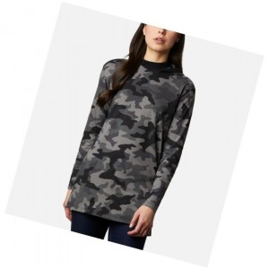 Bluza Columbia Lodge Hooded Tunic Damskie Czarne Camo | 75QLGEKHW