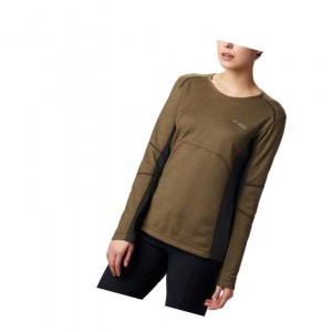 Bluza Columbia Mount Defiance Long Sleeve Knit Damskie Oliwkowe Czarne | 43TAOWGYM