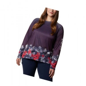 Bluza Columbia PFG Super Tidal II Long Sleeve Plus Size Damskie Granatowe | 56CHYSXGN