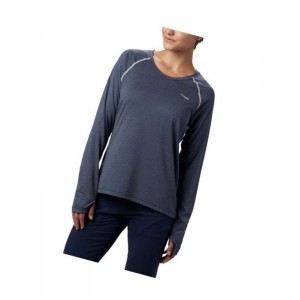 Bluza Columbia PFG Tamiami Heather Knit Long Sleeve Damskie Granatowe Białe | 61IRMYLNF