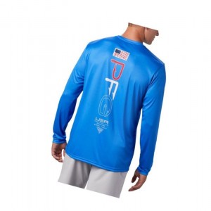 Bluza Columbia PFG Terminal Tackle Americana Long Sleeve Męskie Niebieskie | 34ZIVDFLK