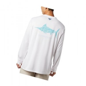 Bluza Columbia PFG Terminal Tackle Tribal Fish Long Sleeve Męskie Białe | 58VNCDALF