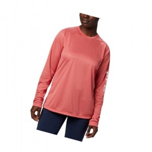 Bluza Columbia PFG Tidal Heather Long Sleeve Damskie Czerwone Białe | 26WSDRGTJ