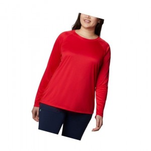 Bluza Columbia PFG Tidal II Long Sleeve Plus Size Damskie Czerwone Granatowe | 49UJXPKBZ