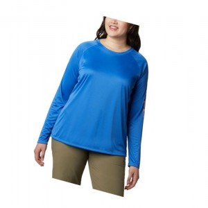 Bluza Columbia PFG Tidal II Long Sleeve Plus Size Damskie Niebieskie Głęboka Koralowe | 05JTNBIWK