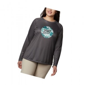 Bluza Columbia PFG Tidal Printed Medallion Long Sleeve Plus Size Damskie Szare Mięta | 39BRJFTPL