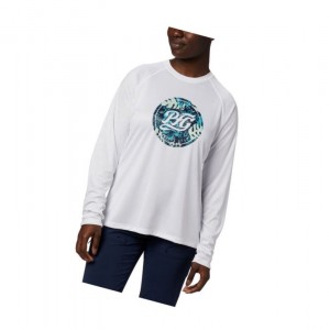 Bluza Columbia PFG Tidal Printed Medallion Long Sleeve Damskie Białe Granatowe | 84UHFRNWD