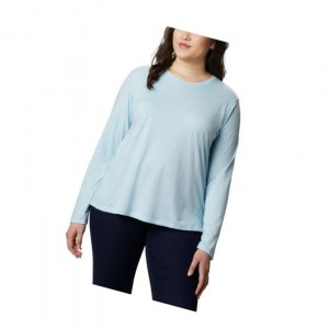 Bluza Columbia Solar Shield Long Sleeve Plus Size Damskie Niebieskie | 12XCOSDUV