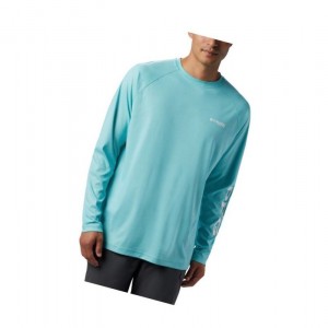 Bluza Columbia Terminal Deflector Long Sleeve Męskie Głęboka Turkusowe Białe | 34OTVIZMF