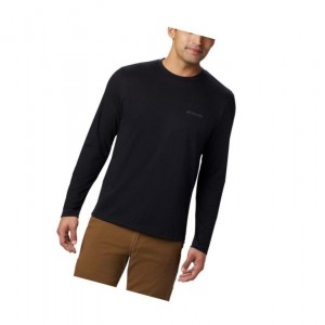 Bluza Columbia Thistletown Park Crew Neck Long Sleeve Męskie Czarne | 27GVYWQSC