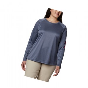 Bluza Columbia Tidal Heather Long Sleeve Damskie Granatowe Czerwone | 36UBOIMKL