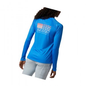 Bluza Columbia Tidal PFG Fish Flag Long Sleeve Damskie Niebieskie | 40TJPEVGD