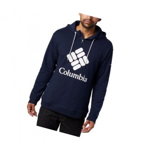 Bluza z Kapturem Columbia Lodge French Terry Męskie Granatowe Białe | 67ELKMYFZ