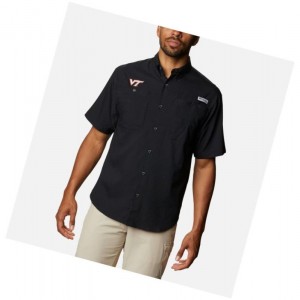 Koszule Columbia Collegiate PFG Tamiami Short Sleeve - Virginia Tech Męskie Czarne | 17GDFBPMH