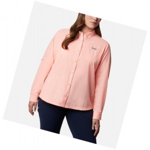 Koszule Columbia Coral Point Long Sleeve Woven Plus Size Damskie Różowe | 68HZPYFAW