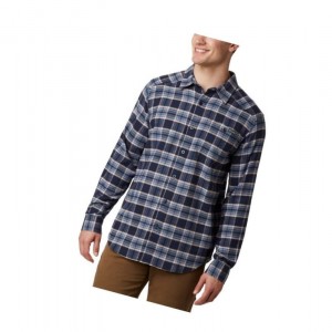 Koszule Columbia Cornell Woods Flannel Long Sleeve Męskie Granatowe Brązowe | 63FMKTGJP