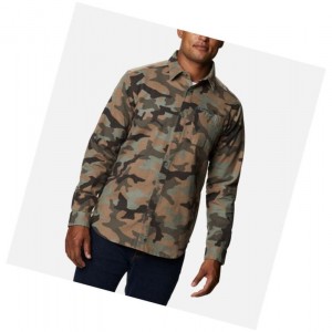 Koszule Columbia Outdoor Elements Printed Flannel Męskie Szare Zielone Camo | 43RPKZMGQ