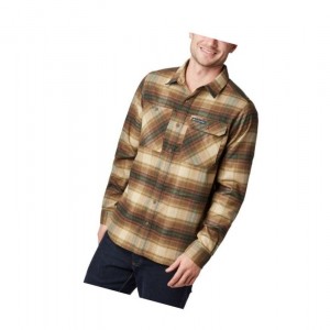 Koszule Columbia Outdoor Elements Stretch Flannel Męskie Oliwkowe Brązowe | 24MPJGTUZ