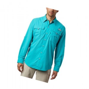 Koszule Columbia PFG Bahama II Long Sleeve Tall Męskie Głęboka Turkusowe | 96PENQAMT