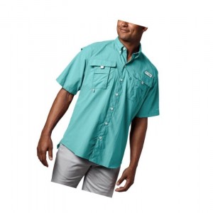 Koszule Columbia PFG Bahama II Short Sleeve Tall Męskie Głęboka Niebieskie | 58FOSZUTX