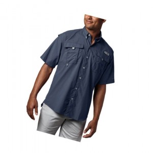 Koszule Columbia PFG Bahama II Short Sleeve Męskie Granatowe | 32KIPNTQC