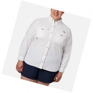 Koszule Columbia PFG Bahama Long Sleeve Plus Size Damskie Białe | 93MWPUEJA