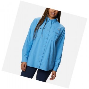 Koszule Columbia PFG Bahama Long Sleeve Damskie Niebieskie | 85EIQNTUF