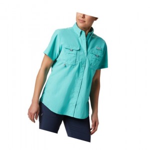 Koszule Columbia PFG Bahama Short Sleeve Damskie Niebieskie | 45ZMVBUWY