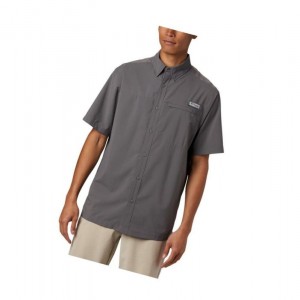 Koszule Columbia PFG Grander Marlin Woven Short Sleeve Męskie Szare | 75NATWMJP