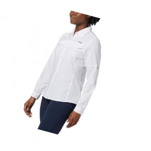 Koszule Columbia PFG Lo Drag Long Sleeve Damskie Białe | 63IBXPCJQ