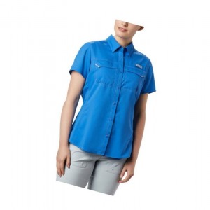 Koszule Columbia PFG Lo Drag Short Sleeve Damskie Niebieskie | 43JWVTGSF