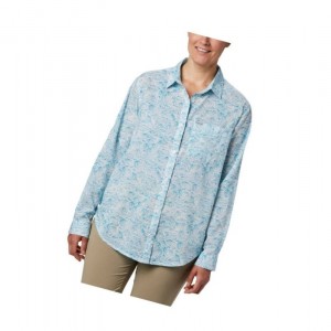 Koszule Columbia PFG Sun Drifter II Long Sleeve Damskie Niebieskie | 01VBKIGHU