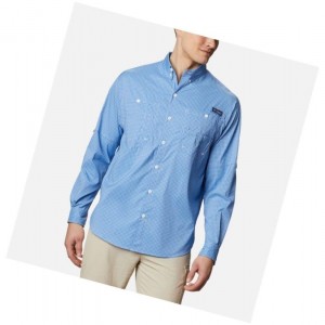 Koszule Columbia PFG Super Tamiami Long Sleeve Męskie Niebieskie | 80OCXFJIW