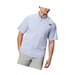 Koszule Columbia PFG Super Tamiami Short Sleeve Męskie Niebieskie | 26MVWHSYC