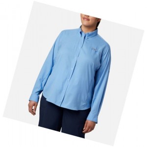 Koszule Columbia PFG Tamiami II Long Sleeve Plus Size Damskie Białe | 51UJPWEKM