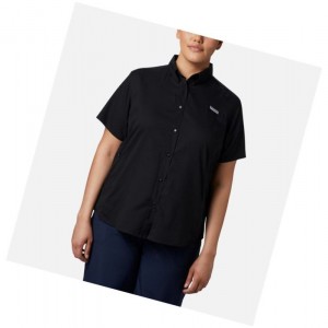 Koszule Columbia PFG Tamiami II Short Sleeve Plus Size Damskie Czarne | 96PZJXNCM