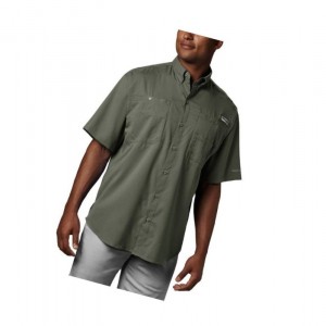 Koszule Columbia PFG Tamiami II Short Sleeve Męskie Szare Zielone | 63WOAXVZE