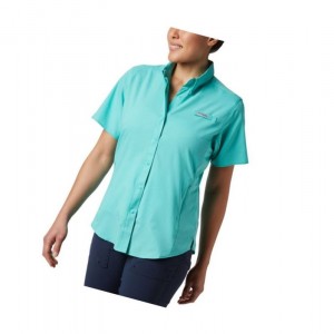 Koszule Columbia PFG Tamiami II Short Sleeve Damskie Niebieskie | 51AOSQLNI