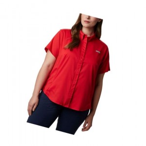 Koszule Columbia PFG Tamiami II Short Sleeve Plus Size Damskie Czerwone | 42JTGHINM