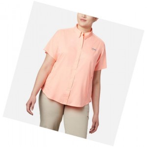 Koszule Columbia PFG Tamiami II Short Sleeve Plus Size Damskie Różowe | 06WEZXRVS