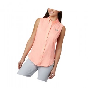 Koszule Columbia PFG Tamiami Sleeveless Damskie Różowe | 63JYQWHCB