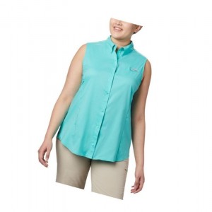 Koszule Columbia PFG Tamiami Sleeveless Plus Size Damskie Niebieskie | 61IUBGFMA