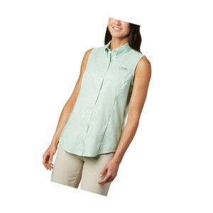 Koszule Columbia PFG Tamiami Sleeveless Damskie Mięta | 85RLUBOFS