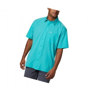 Koszule Columbia PFG Zero Rules Woven Short Sleeve Męskie Głęboka Turkusowe | 08TWMXJCS