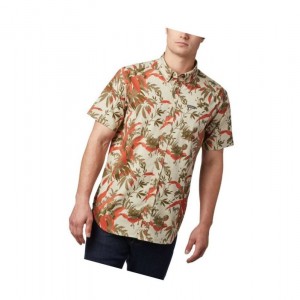 Koszule Columbia Rapid Rivers Printed Short Sleeve Big Męskie Khaki | 82KTRDCGN